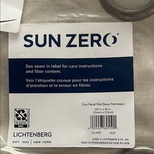 Sun Zero Lichtenberg Curtain Panels 2 sets 100 x 84